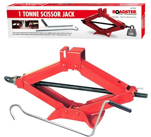 1 Ton Tonne Scissor Jack - Heavy Duty Lift, Wind Up, Hand Tool | For Car, Van, Garage, Home Emergency, Automotive Vehicle Lifting Tools, Extending Retracting Tyre Change Jack