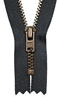 YKK Reißverschluss grau 16 cm für Hosen Hosenreißverschluss 4 mm Metallzähne brüniert/Dunkles Messing