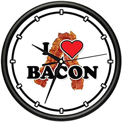 SignMission I Love Bacon Wall Clock Pork ham Cook Chef Food Funny Gift