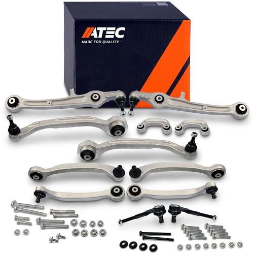 ATEC Germany 2x Querlenker vorne oben, 2x Querlenker vorne oben hinten, 2x Querlenker vorne unten hinten, 2x Querlenker vorne unten vorne, 2x Koppelstange, 2x Spurstange komplett inkl. Schraubensatz