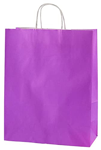 Thepaperbagstore Shoppingväskor i papper med starka vridna handtag för alla tillfällen – Medium 250 x 110 x 310 mm, Lila, 1 count (Pack of 20), Modern
