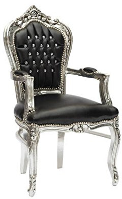 Way Home Store Barocksessel im französischen Stil Louis XVI Silber und Schwarz
