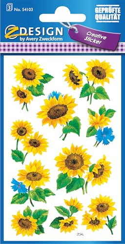 AVERY Zweckform 54103 Deko Sticker Sonnenblumen 30 Aufkleber