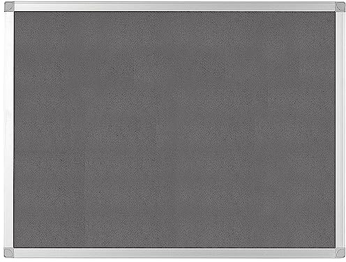 Q - Connect - Tablero de anuncios mural con marco de aluminio (fieltro, 1200 x 900 mm), color gris