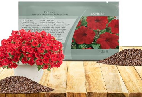 Outsidepride Red Multiflora Petunia Seeds - 250 Pcs. Annual, Compact, Flower Seeds for Planting, Vibrant Blooms, Ideal for Garden Beds, Hanging Baskets & Container Displays