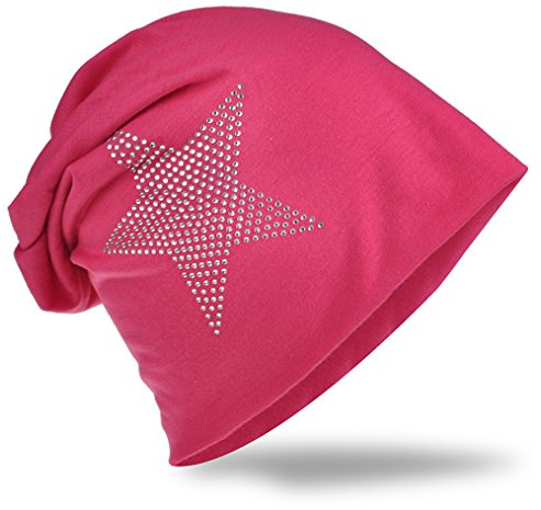 Miobo Slouch Beanie Mütze – Lässiger Sitz mit Strass-Stern – Weiches Jersey, Einheitsgröße