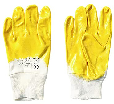 144 Paar Arbeitshandschuhe Nitrilhandschuhe Strickbund gelb Größe 10