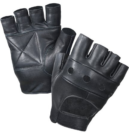 Kango Fitness Gant Mitaine Cuir Noir pour Cyclisme Moto Gym Musculation - XL, Noir