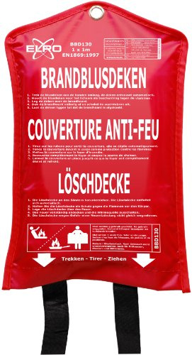 ELRO Löschdecke 100 x 100 cm Feuerlöschdecke aus Glasfasertuch nach EN1869:1997, BBD130
