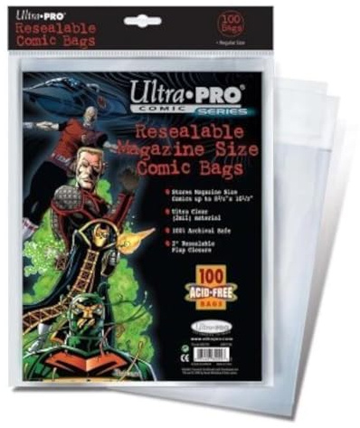 Ultra Pro Resealable Magazine Size Comic Bags (100 Acid Free Bags)