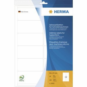 HERMA Adress-Etiketten 94x47mm auf A4-Blättern Ecken rund VE=240 Stück
