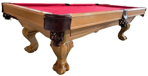 Kunibert 8 fot Tunierpoolbiljard biljardbord pool modell Winston nr 9 biljard med 3 cm tjocka skifferplattor tygfärg blå ramfärg natur