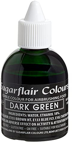 Sugarflair Airbrush Colouring Lebensmittelfarbe, Dark Green, 60 ml | Essbare Lebensmittel Farbe Flüssig, Airbrush-Farbe für Kuchen, Cupcakes, Zuckerguss und Kuchendekorationen