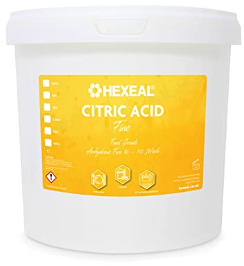Hexeal Citric Acid 2.5kg – 2.5kg Bucket of Food Grade Anhydrous Fine Citric Acid for Bath Bombs, Cleaning, Descaling, Removing Rust & Preserving