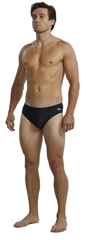 TYR Men's TYReco Solid Racer Brief Swimsuit Black