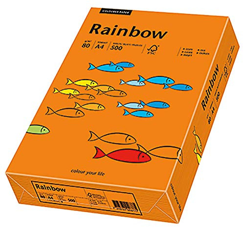 Papyrus 88042453 Drucker-/Kopierpapier bunt, Bastelpapier: Rainbow 80 g/m², A4, 500 Blatt, Matt, intensivorange