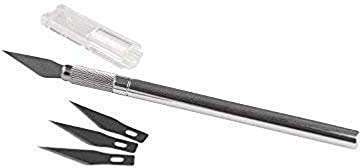 RAYHER HOBBY Rayher Präzisions-Bastelmesser, 1 Stück + 3 Ersatzklingen, Skalpell, Bastelmesser, 8957700, Silber