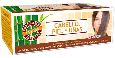 Cabello, Piel y Uñas - Ampollas Anticaída Cabello Mujer - Keratina, Colágeno líquido, Ácido Hialurónico, Resveratrol, Coenzima Q10 y Vitaminas Para el Cabello y Uñas - 14 Viales Bebibles de Tongil
