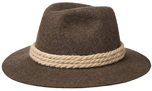 Ur-Tiroler Trachtenhut - Almhut Herren/Damen - Wanderhut aus 100% Wollfilz - Oktoberfesthut mit RIpsfutterband - Tirolerhut Sommer/Winter - Filzhut braun 57 cm