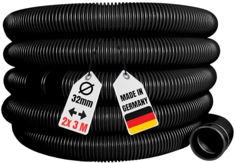 AquaOne Poolslang 32 mm svart 3 meter - högkvalitativ poolslang för trädgård och pool, solslang, sugslang, pumpslang och flexibel vattenslang