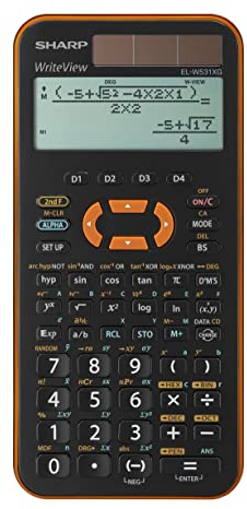 Sharp EL-W531 XG-YR Wissenschaftlicher Schulrechner (4-zeilige Anzeige, WriteView, D.A.L.-Eingabe) Orange