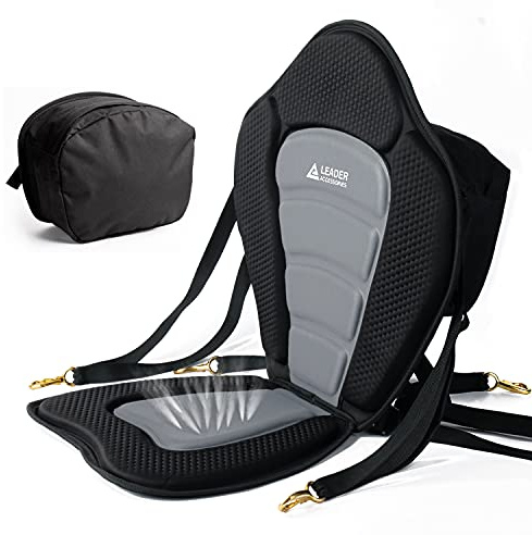 Leader Accessories Deluxe Kajaksitz SUP Sitz Kanusitz Bootssitz mit Aufbewahrungstasche (Schwarz/Grau)