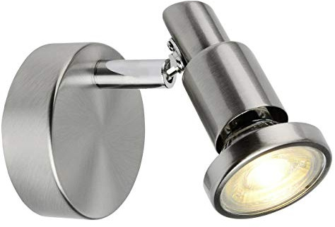 BRILLIANT lampe Ryan LED applique murale fer/chrome | 1x LED-PAR51, GU10, lampe à réflecteur LED 5W incluse, (380lm, 3000K) | Échelle A ++ à E | Tête pivotante
