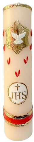 Seven Gifts with Dove JHS Holy Spirit Candle Vela de Los Siete Dones con Paloma Espiritu Santo