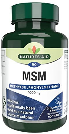 Natures Aid MSM 1000mg – High Strength Methylsulphonylmethane Supplement – Supports Joints, Mobility & Skin – Pure MSM – Vegan, Gluten Free – 90 Tablets