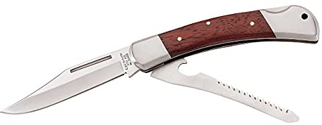 Herbertz Messer Taschenmesser, rostfrei, Pakkaholz-Schale, mit Säge, grau, M, 1010125610