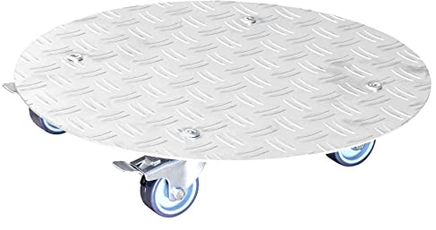 WAGNER Soporte con ruedas para plantas ALASKA Ø 38 x 7,5 cm I Carro para exterior+interior I Base de Aluminio para flores con ruedas I 2 frenos I Carga max. 100 kg I Fabricado en Alemania - 20700201