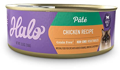 Halo Pate Wet Cat Food, Real Chicken Recipe, 5.5 oz Can, 12-Pack