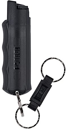 SABRE Campus Safety Pepper Gel with Quick Release Key Ring, Protect Against Multiple Threats with 3X longer spray time, Gel is Safer, Ergonomic Finger Grip