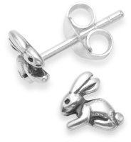 Heather Needham Sterling Silver childrens Rabbit Earrings, bunny stud earrings Size 6mm (SMALL) Gift Boxed 5135