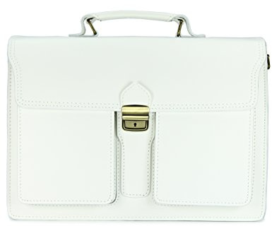 Belli Design Bag B italienische Leder Businesstasche Arbeitstasche Messenger Aktentasche Lehrertasche Laptoptasche unisex in weiß - 40x30x14 cm (B x H x T)