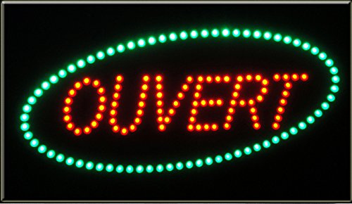 Enseigne lumineuse à LED Ouvert rouge/vert 60x30x2.5cm