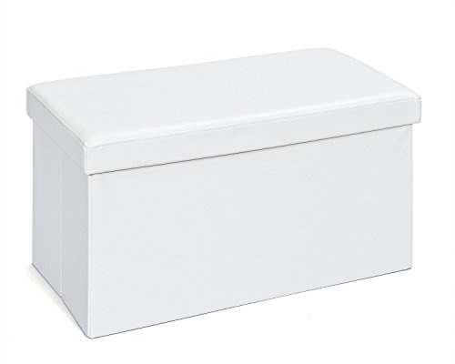 Inter Link – Aufbewahrungsbox mit Deckel – Groß - Faltbox – Waschbare Boxen - Polyurethan – Kunstleder – Viel Stauraum - Für Kleidung, Spielzeuge – Stauraum – 76 x 38 x 38 cm – Weiß – Setto