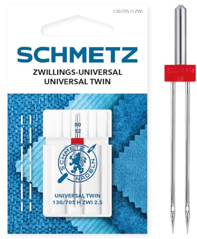 SCHMETZ | 1 Aiguille pour machine à coudre | Double Universal | 130/705 H ZWI 2.5 | Grosseur 2.5/80