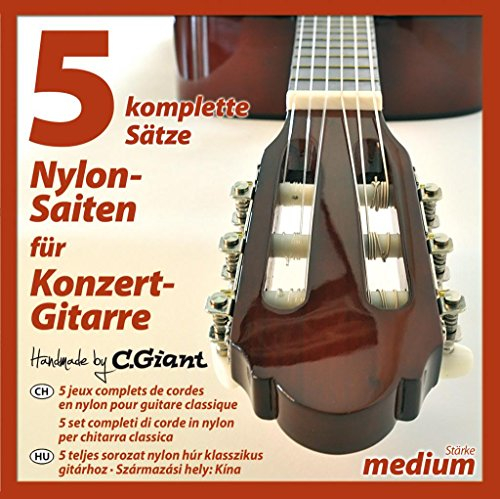 GOLDEN TON Gitarren Saiten 5 Sätze für Konzertgitarre, Medium, Größen 028 - 044