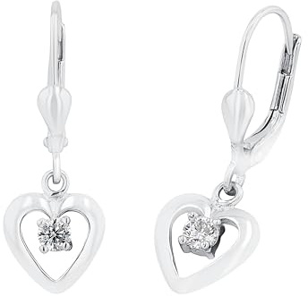 Amor Ohrhänger 925 Sterling Silber Mädchen Kinder Ohrschmuck, mit Zirkonia synth., Silber, Kommt in Schmuck Geschenk Box