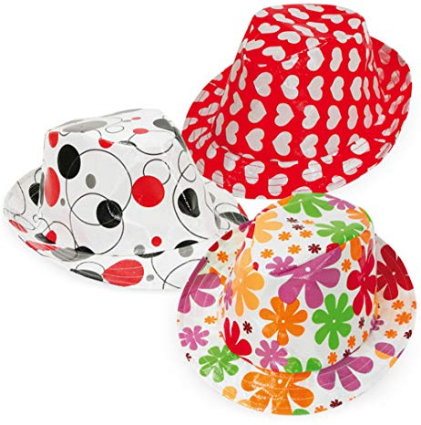 Regenhut Hippie sortierte Designs Gr. 58 cm Regenkappe Regenmütze Sturmmütze Outdoor Kopfbedeckung Damenhut fröhliche Farben buntes Design Mottoparty Partyhut Karneval (58, Blumen)