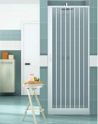 ROLLPLAST PINTO Duschtür, Schiebetür für die Dusche, Aluminium, Höhe 185 cm, Breite 110 cm, Glänzend, Unique, Freistehend, Montage erforderlich