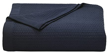 Nautica - Queen Blanket, Diamond Weave Cotton Bedding, Medium-Weight for All Seasons, Oeko-Tex Certified (Baird Navy)