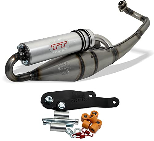 LEOVINCE TT pot d'échappement compatible pour Aprilia SR Sport, SR Street 50 Motor | Compatible avec Piaggio dès 2003; pour cylindres d'origine et sportifs de 70 centimètres cubes, silencieux final poli, vernis