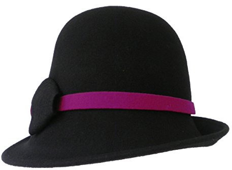Wegener Damenhut eleganter Wollhut Farbauswahl Damenhüte Wollhüte (Schwarz/Lilapink)