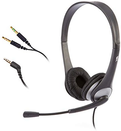 Cyber Acoustics Auriculares Estéreo (AC-204), Estéreo de 3.5 mm y Adaptador, para uso Doméstico, en Aulas y en Centros Educativos