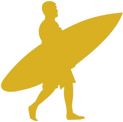 Samunshi® Surfer Aufkleber gehend Surfer Autoaufkleber 15 x 14,7cm goldmetalleffekt