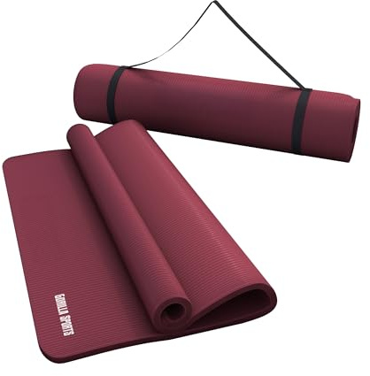 GORILLA SPORTS® Yogamatte 190 x 60/100 x 1,5 cm mit Tragegurt, rutschfest | Rutschfeste, phthalatfreie und wasserabweisende Fitnessmatte, leicht aufrollbar für Yoga, Pilates, Gymnastik und Training