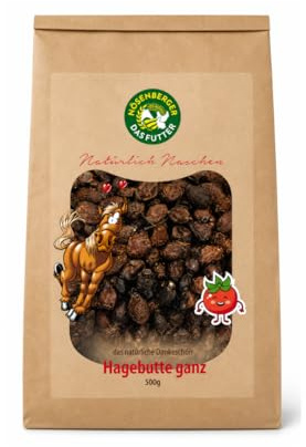 Nösenberger Hagebutte | 500 g | Ergänzungsfuttermittel für Pferde | Ganze getrocknete Früchte