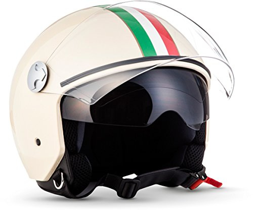 ARMOR HELMETS® AV-63 „Italy Creme“ · Jet-Helm · Motorrad-Helm Roller-Helm Scooter-Helm Moped Mofa-Helm Chopper Retro Vespa · ECE 22.05 Sonnenvisier Schnellverschluss Tasche XS (53-54cm)